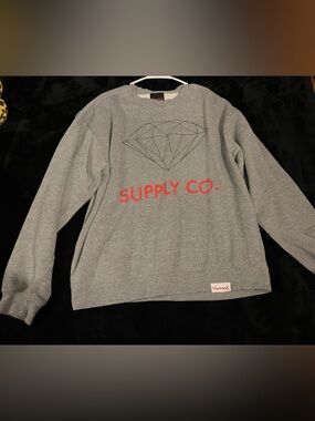Diamond Supply Co. Gray Crewneck with Red Logo Tag